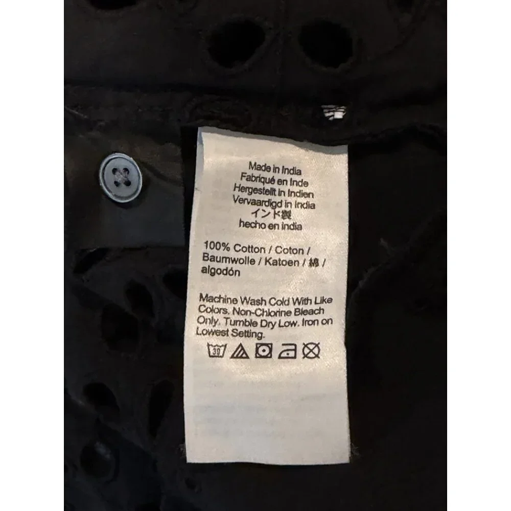 Madewell Black Eyelet Button-Front Blouse - Picture 5 of 8